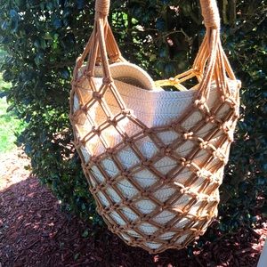 Gorgeous Huge Straw Handle Netted Bag